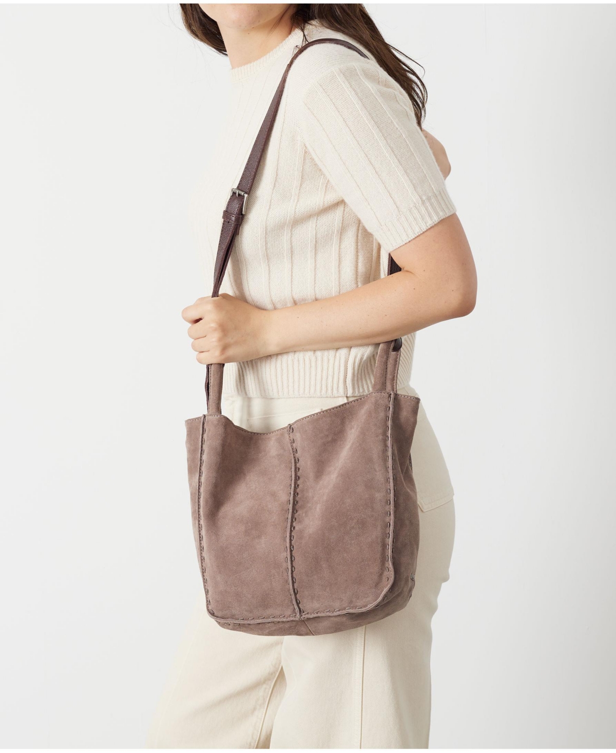 The Sak Los Feliz Leather Medium Crossbody Bag In Sand