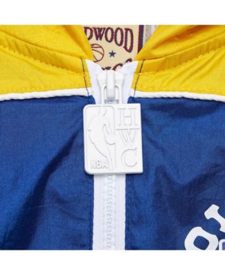 Men's Royal/Yellow Golden State Warriors Hardwood Classics Big Shot Premium Full-Zip Windbreaker Jacket