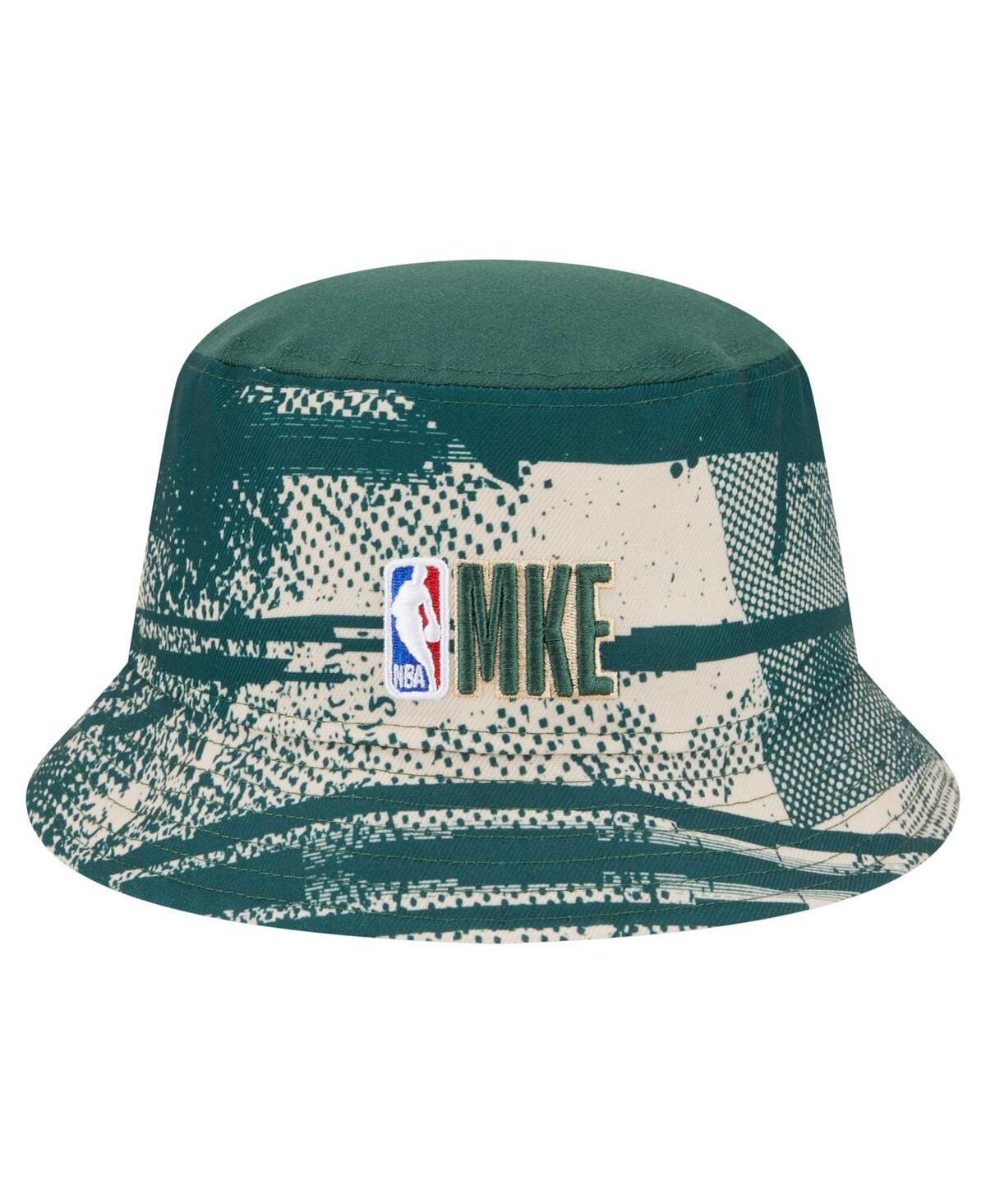 Shop New Era Men's Hunter Green/cream Milwaukee Bucks Tip-off Bucket Hat In Hunter Green,cream