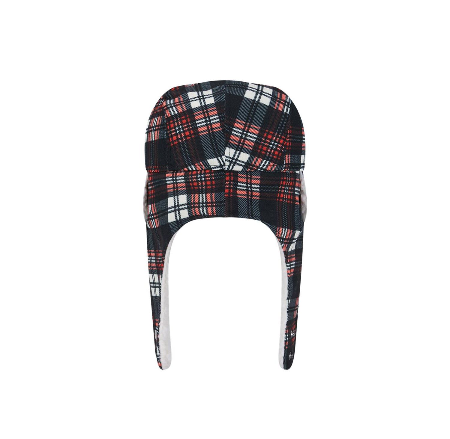 Black Cincinnati Bengals Sideline Plaid Sherpa Trapper Hat