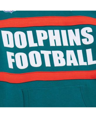 Men's Aqua Miami Dolphins Vintage Logo Head Coach Fleece Pullover Hoodie