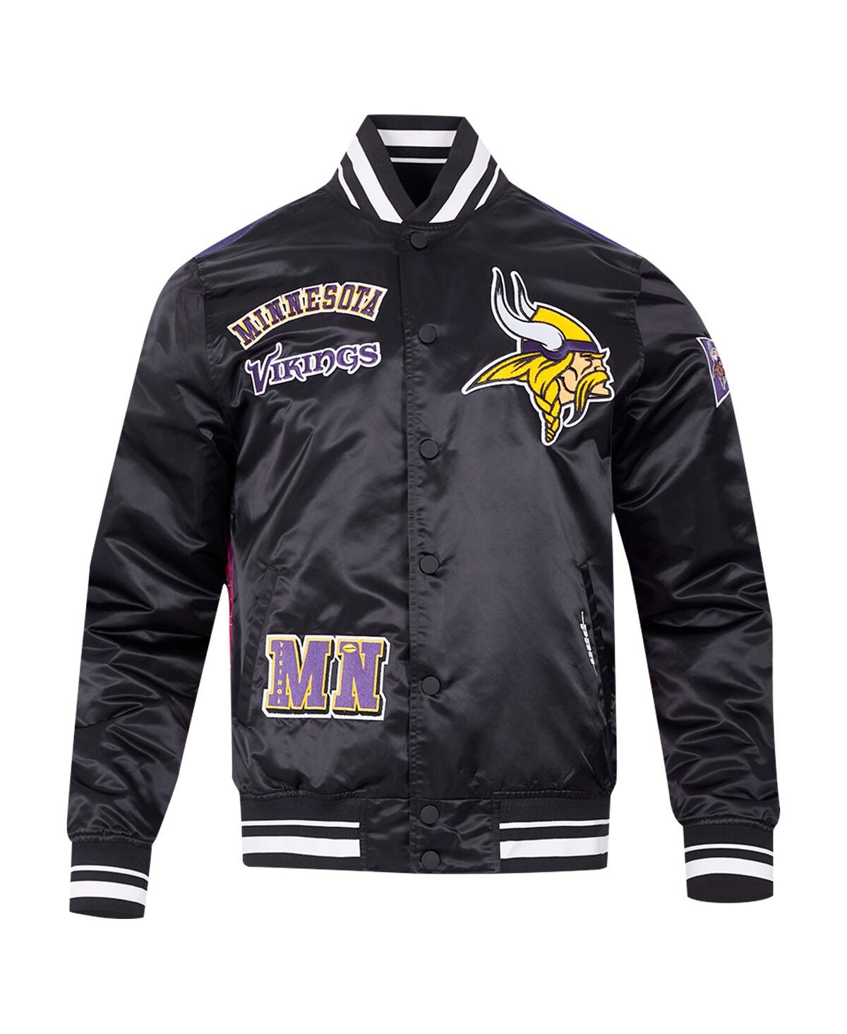 Pro Standard Men's Black Minnesota Vikings Sublimated Satin Full-snap Jacket In Black