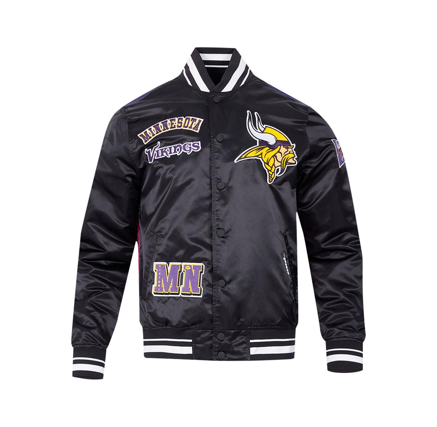 Men's Black Minnesota Vikings Sublimated Satin Full-Snap Jacket
