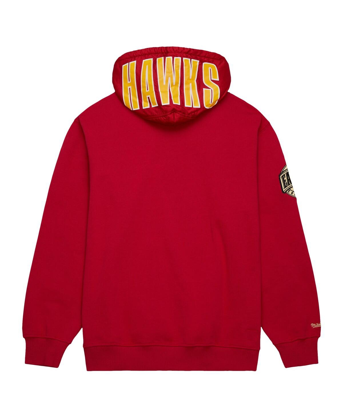 Mitchell & Ness Men's Red Atlanta Hawks Team Og 2.0 Vintage Logo Fleece Pullover Hoodie In Red