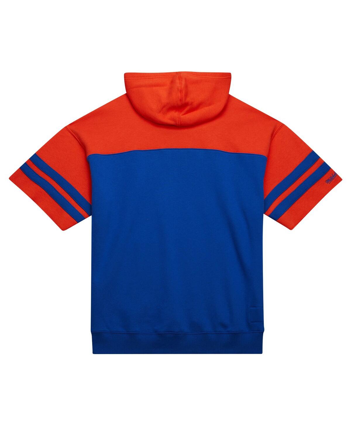 Mitchell & Ness Men's Royal Denver Broncos Off Field Vintage Logo Short Sleeve Pullover Hoodie In Royal