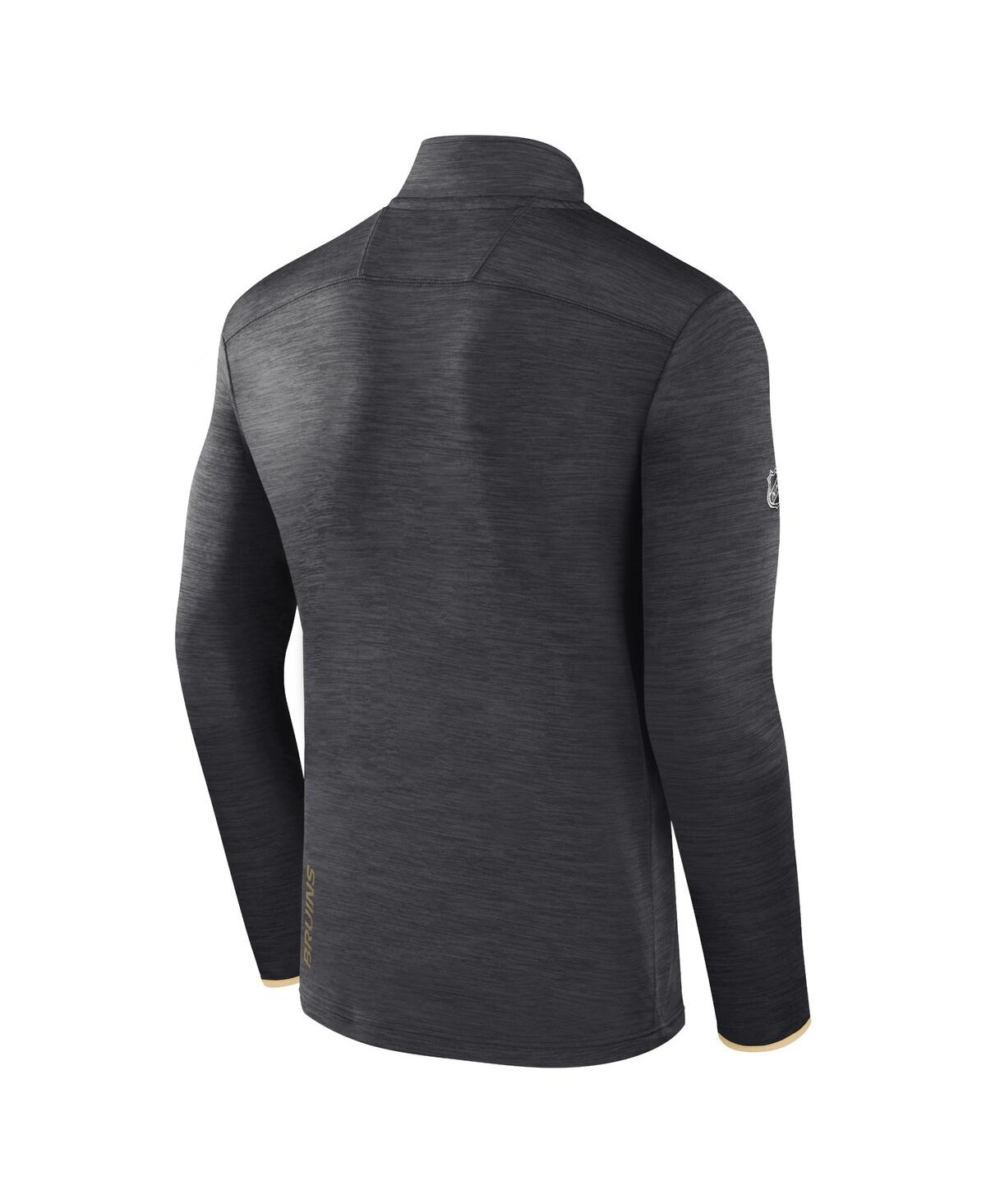 Fanatics Men's Heather Charcoal Boston Bruins Authentic Pro Quarter-zip Pullover Top In Charcoal