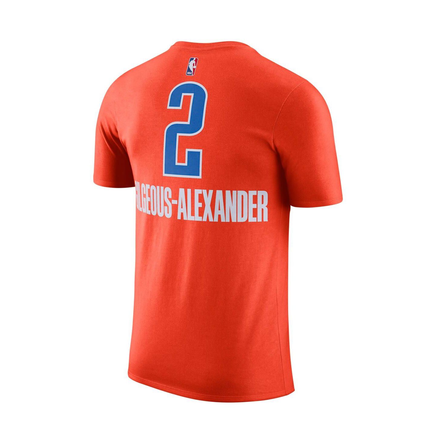 Мужская футболка Jordan Shai Gilgeous-Alexander Orange Oklahoma City Thunder 2022/23 Statement Edition Name & Number — фото 2