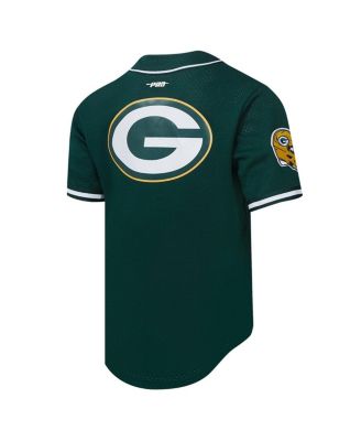 Men's Jordan Love Green Green Bay Packers Player Name Number Mesh Button-Up Baseball Jersey