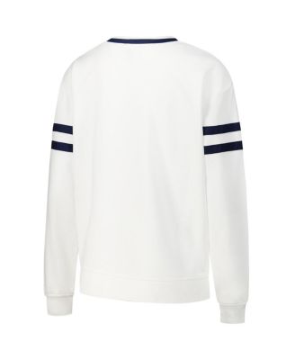 Women's White Michigan Wolverines Borough French Terry Arch Over Long Sleeve T-Shirt