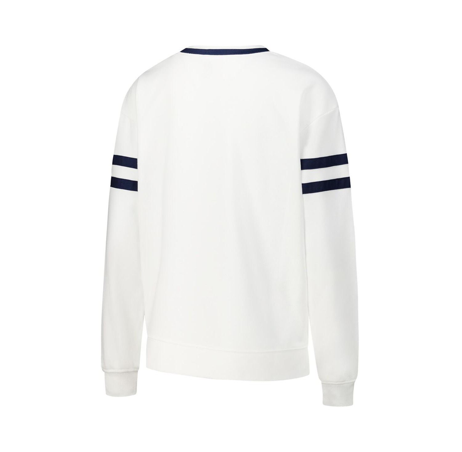 Women's White Michigan Wolverines Borough French Terry Arch Over Long Sleeve T-Shirt