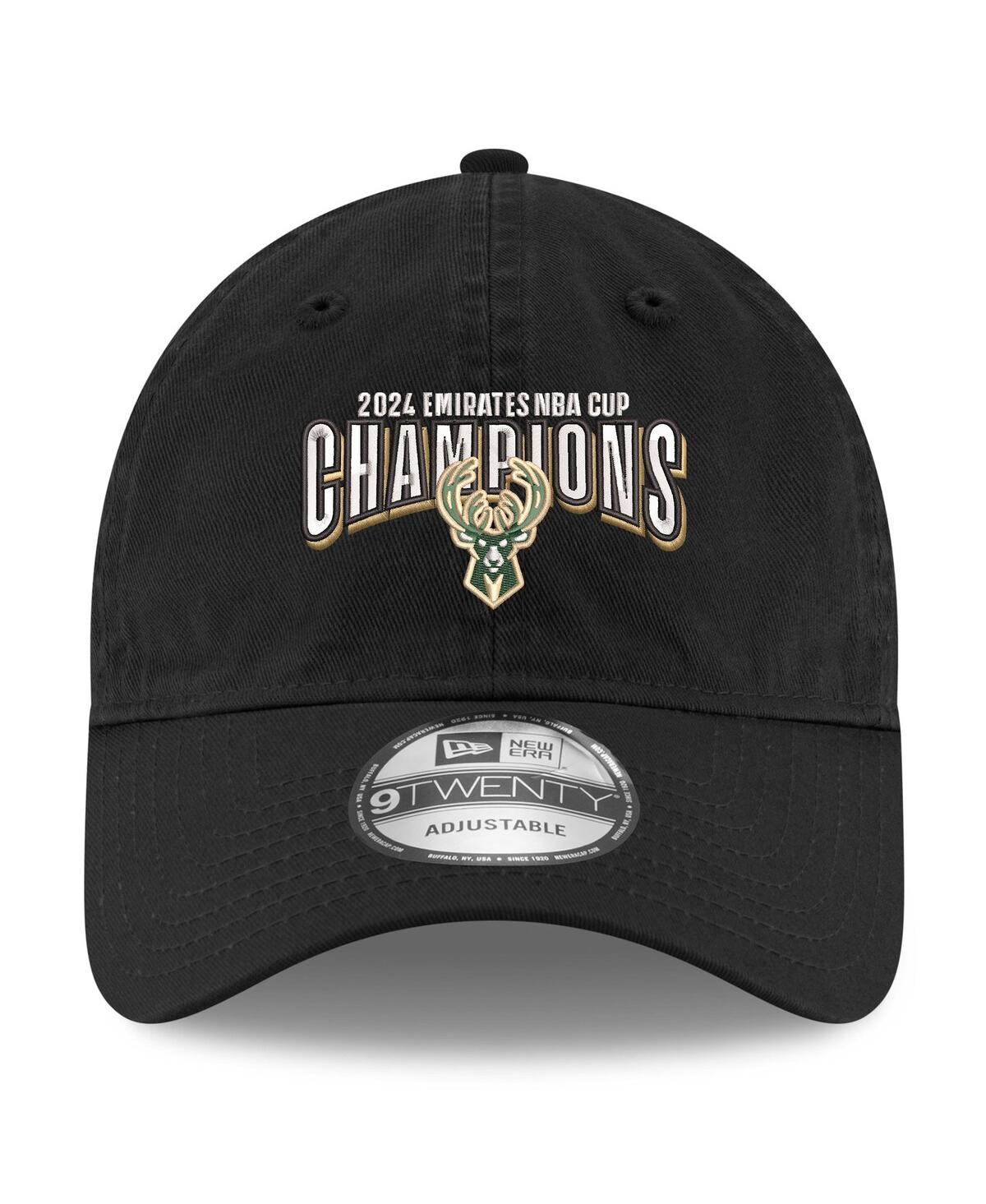 New Era Men's Black Milwaukee Bucks 2024 Nba Cup Champions 9twenty Adjustable Hat In Black