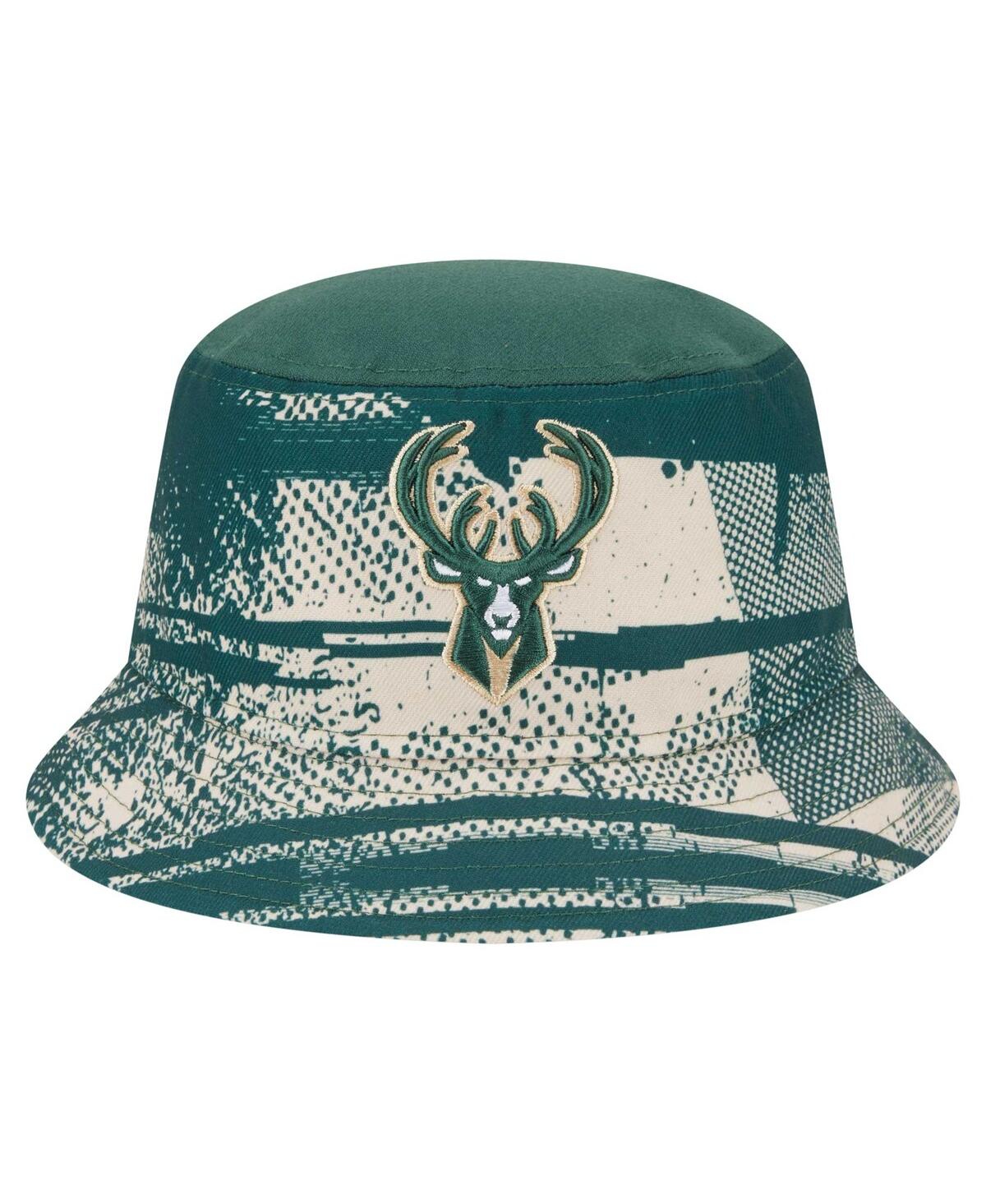 Shop New Era Men's Hunter Green/cream Milwaukee Bucks Tip-off Bucket Hat In Hunter Green,cream