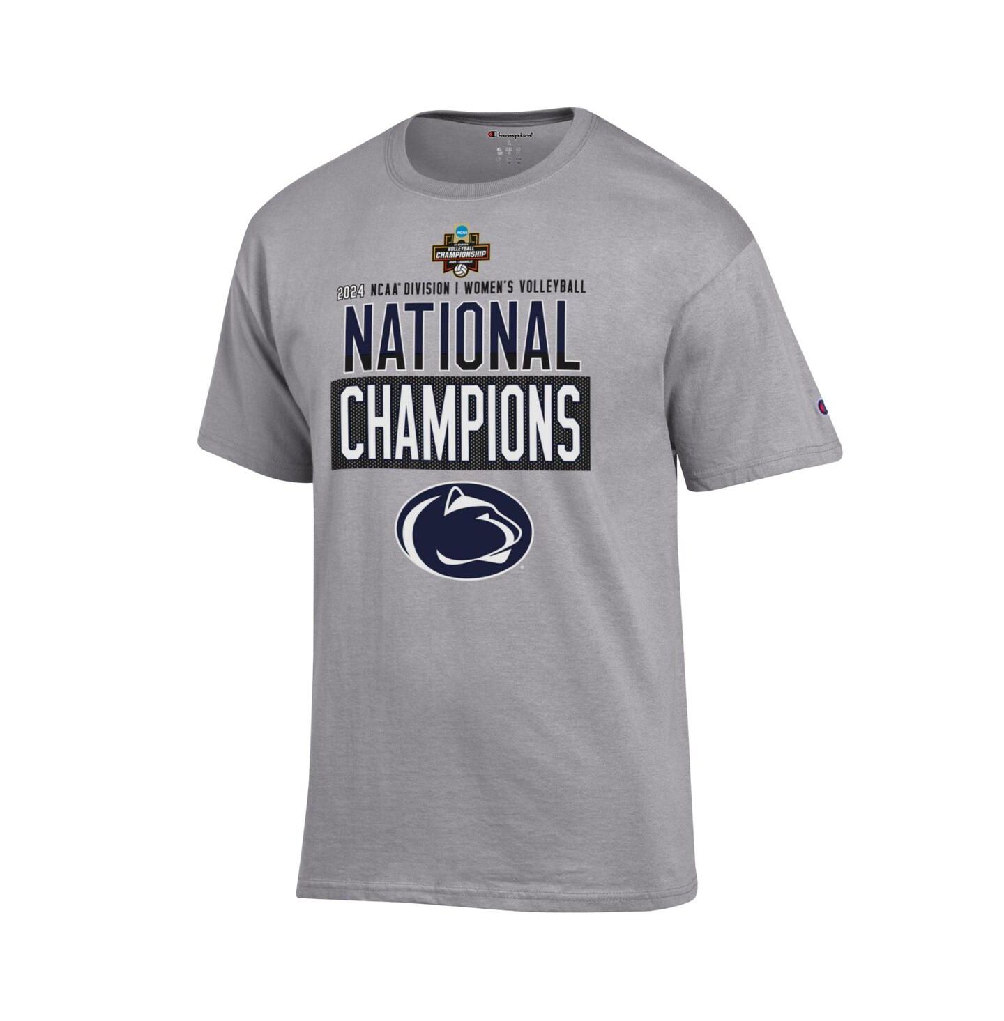 Мужская футболка Champion Gray Penn State Nittany Lions 2024 NCAA Volleyball National Champions Locker Room — фото 3