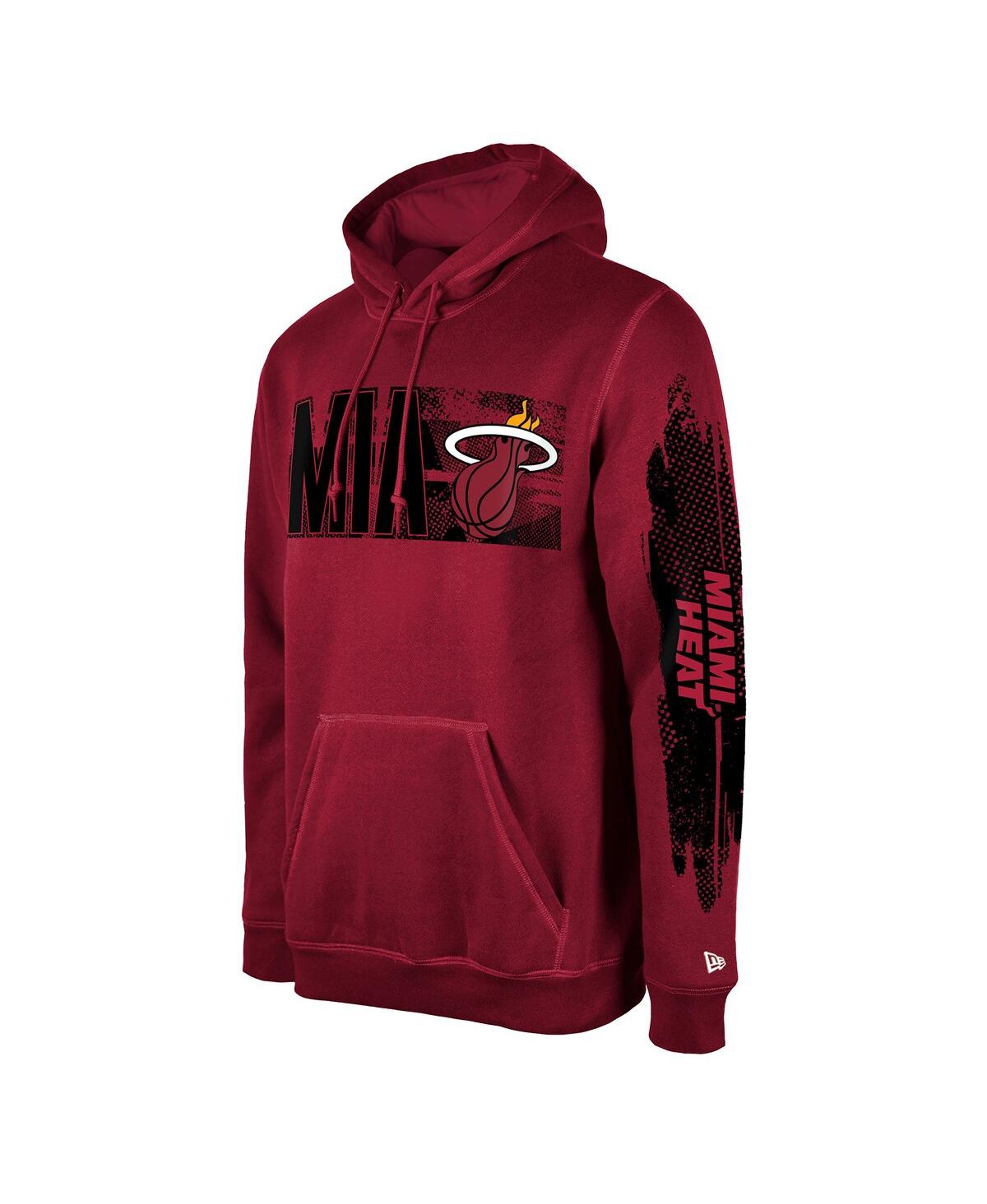 NEW ERA MEN'S MIAMI HEAT RED TIP-OFF COLLECTION PULLOVER HOODIE 