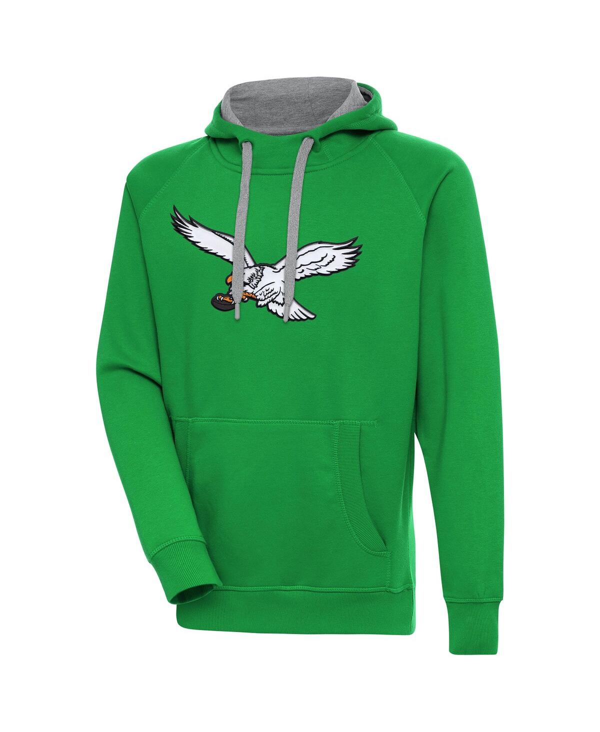 Men's Kelly Green Philadelphia Eagles Throwback Logo Victory Pullover Hoodie - Kelly Green