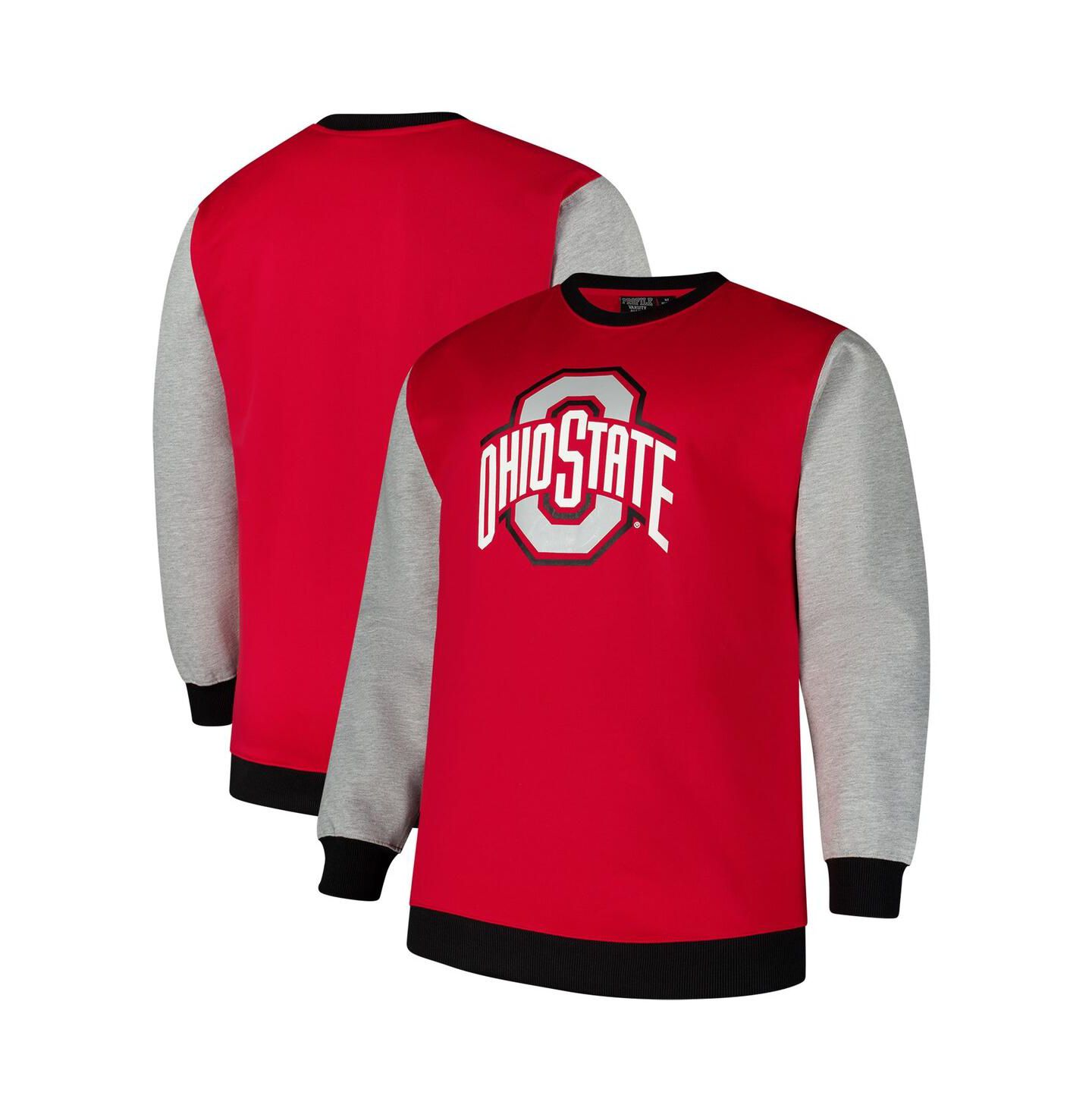 Мужская толстовка Fanatics Scarlet Ohio State Buckeyes Contrast Sleeve Large Chest Big & Tall Pullover — фото 1