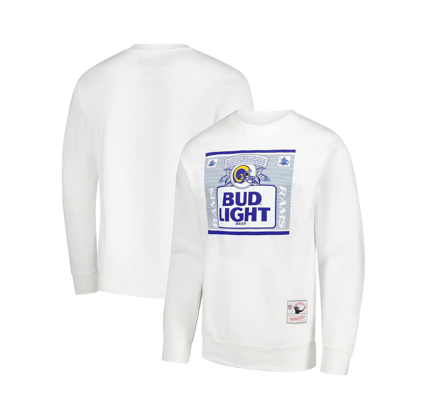 x Bud Light Men's White Los Angeles Rams The Crest Pullover Sweatshirt