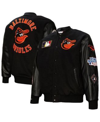 Mitchell & Ness - Men's Black Baltimore Orioles Blackout Collection Full-Snap Varsity Jacket