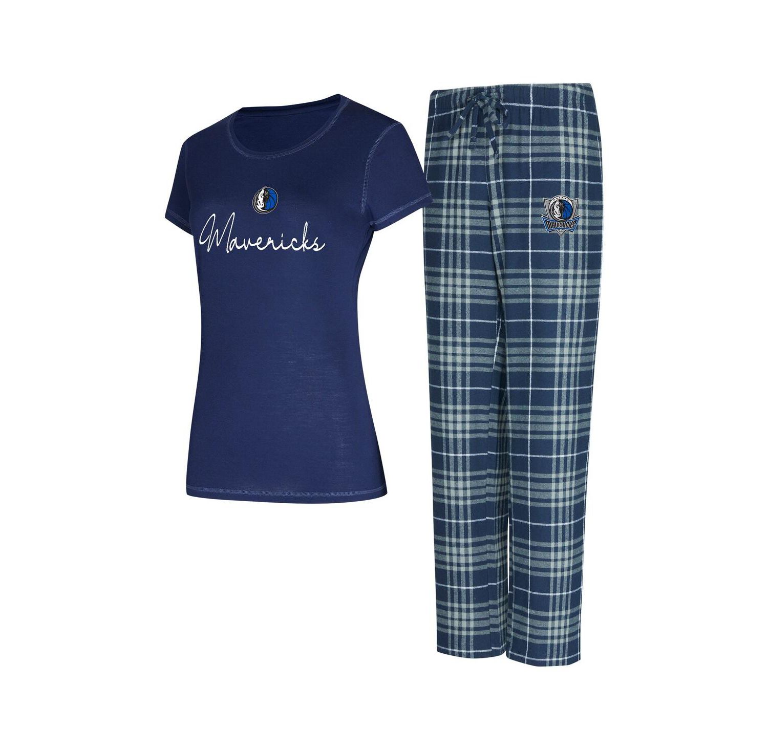 Women's Navy/Gray Dallas Mavericks Vector T-Shirt Flannel Pants Sleep Set