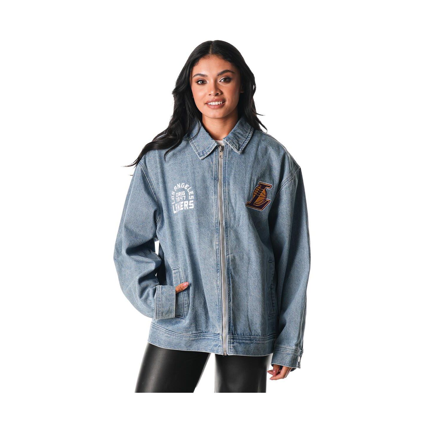 Женская куртка The Wild Collective and Blue Los Angeles Lakers Coaches Full-Zip Denim Jacket — фото 1