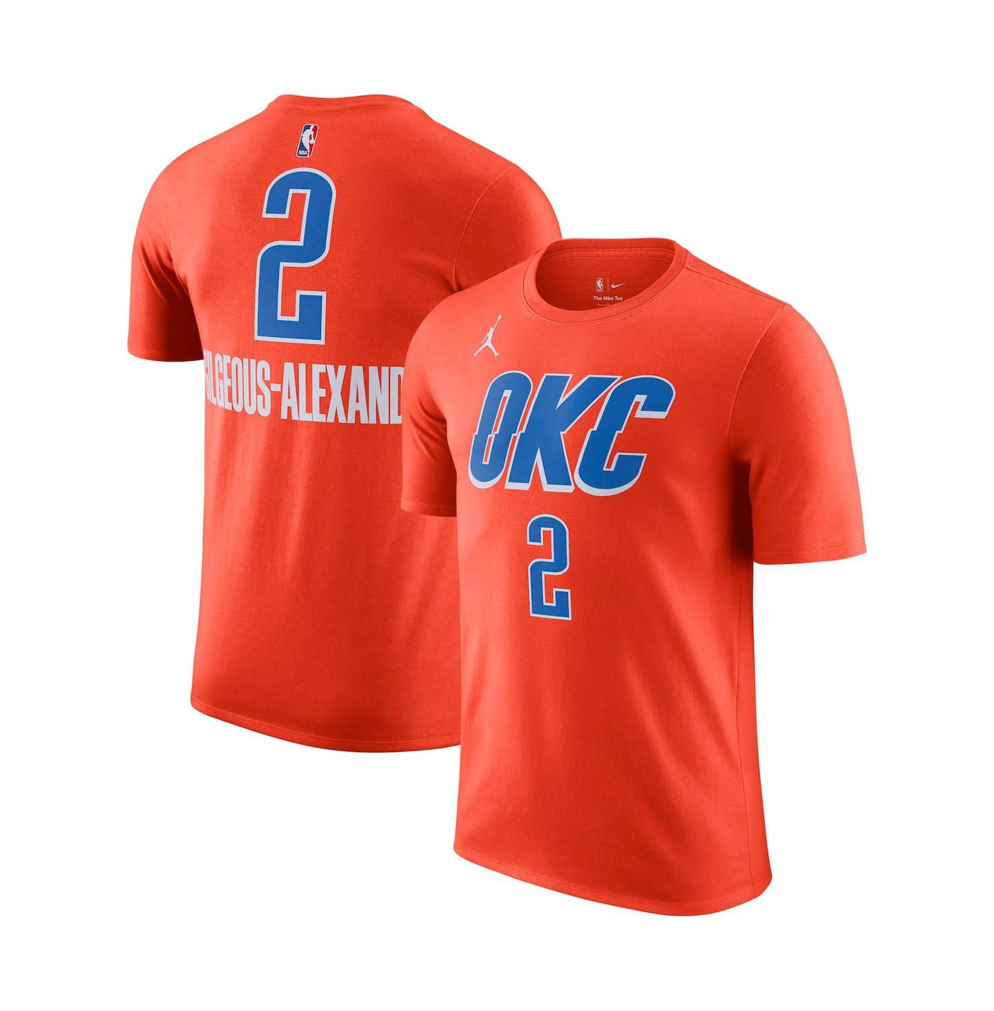 Мужская футболка Jordan Shai Gilgeous-Alexander Orange Oklahoma City Thunder 2022/23 Statement Edition Name & Number — фото 1