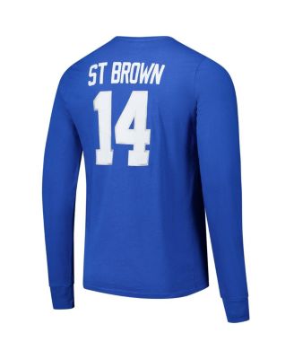 Men's Blue Amon-Ra St. Brown Detroit Lions Name Number Long Sleeve T-Shirt