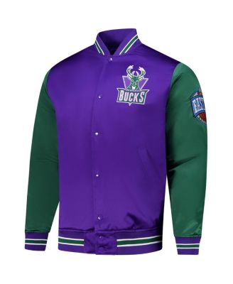 Men's Purple Milwaukee Bucks Hardwood Classic Primetime Full-Snap Satin Jacket