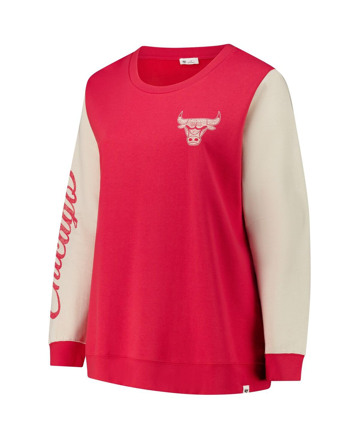47 BRAND WOMEN'S RED CHICAGO BULLS PLUS SIZE OVERSIZED RISE ANDIE PULLOVER SWEATSHIRT 
