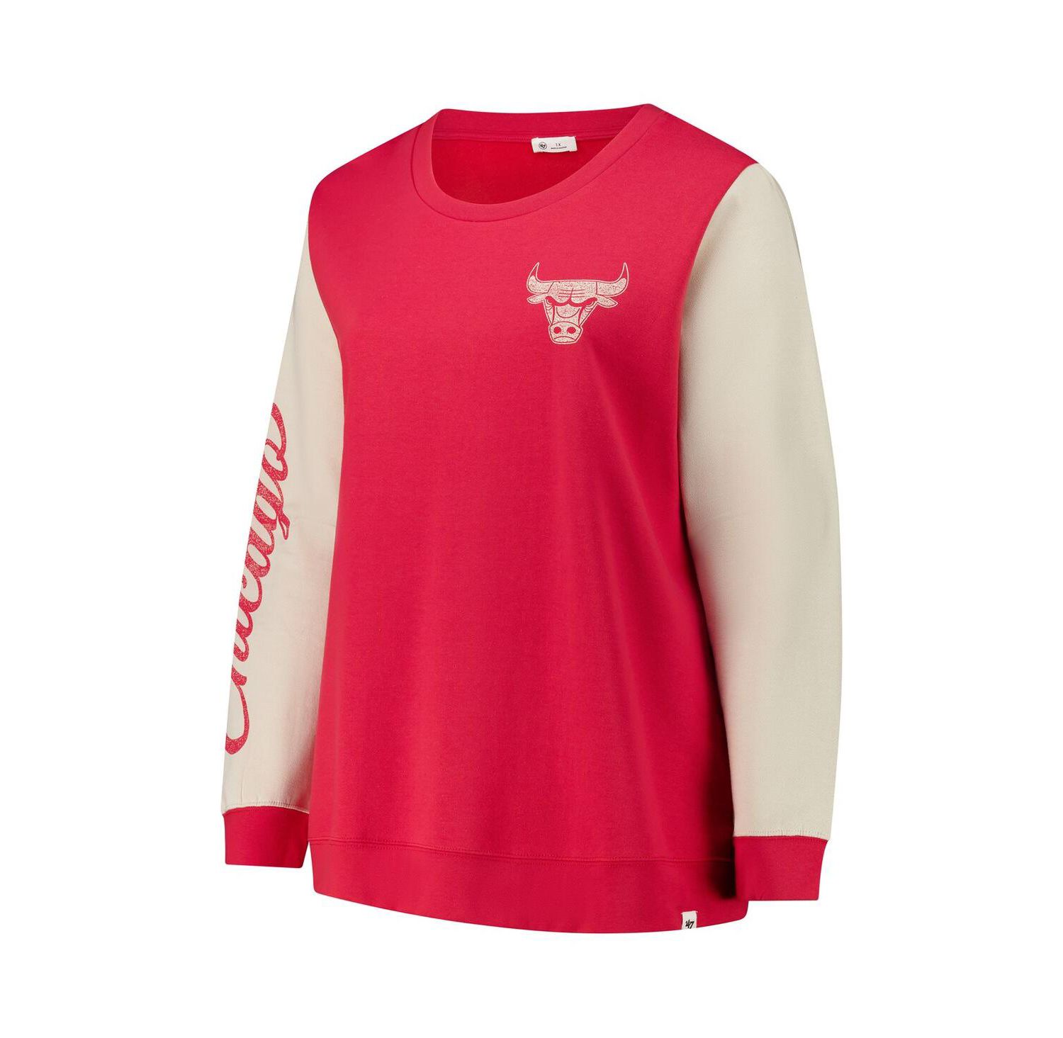 Women's Red Chicago Bulls Plus Size Oversized Rise Andie Pullover Sweatshirt