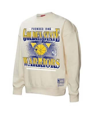 Women's Cream Golden State Warriors Oversprayed Pullover Sweatshirt