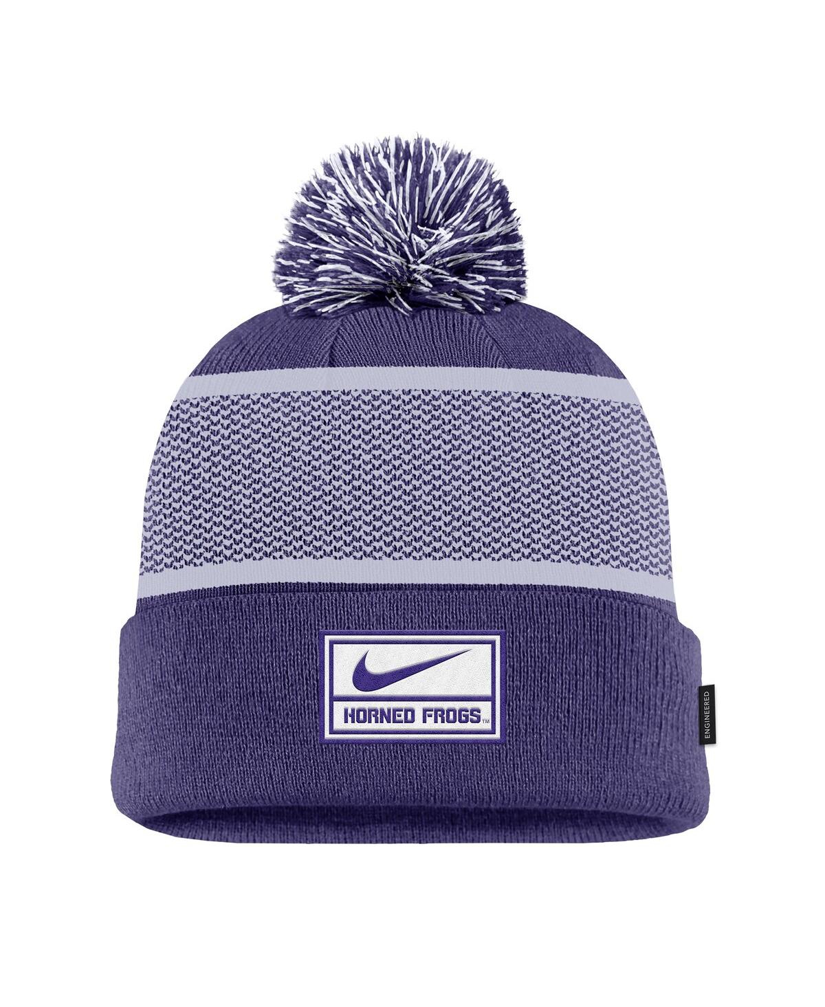 Nike Men's Purple Tcu Horned Frogs 2024 Sideline Peak Cuffed With Pom Knit Hat In Purple