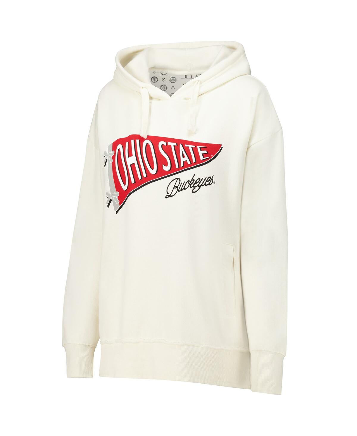 PRESSBOX WOMEN'S CREAM OHIO STATE BUCKEYES MARNI PULLOVER HOODIE 