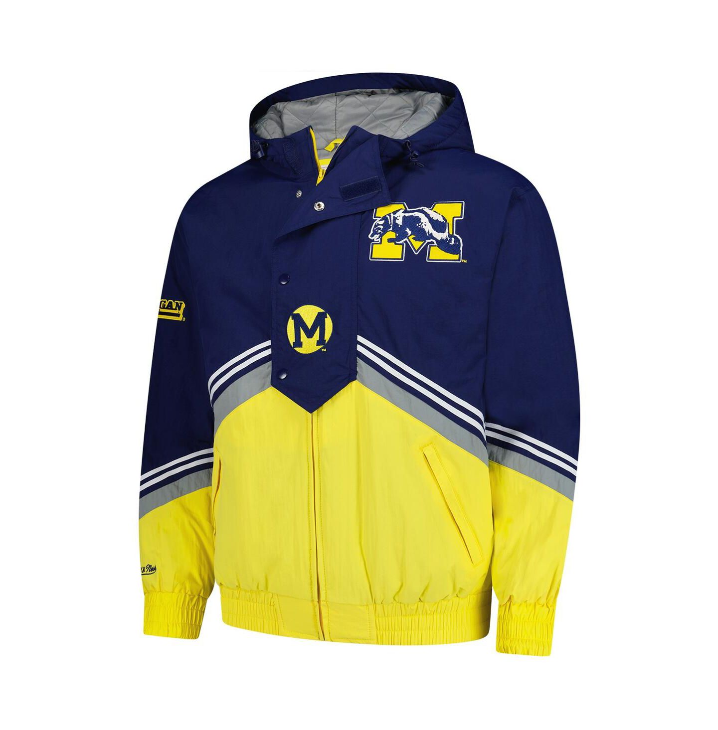Мужская куртка Mitchell & Ness Navy/Maize Michigan Wolverines Throw It Back Retro Full-Zip Windbreaker — фото 3