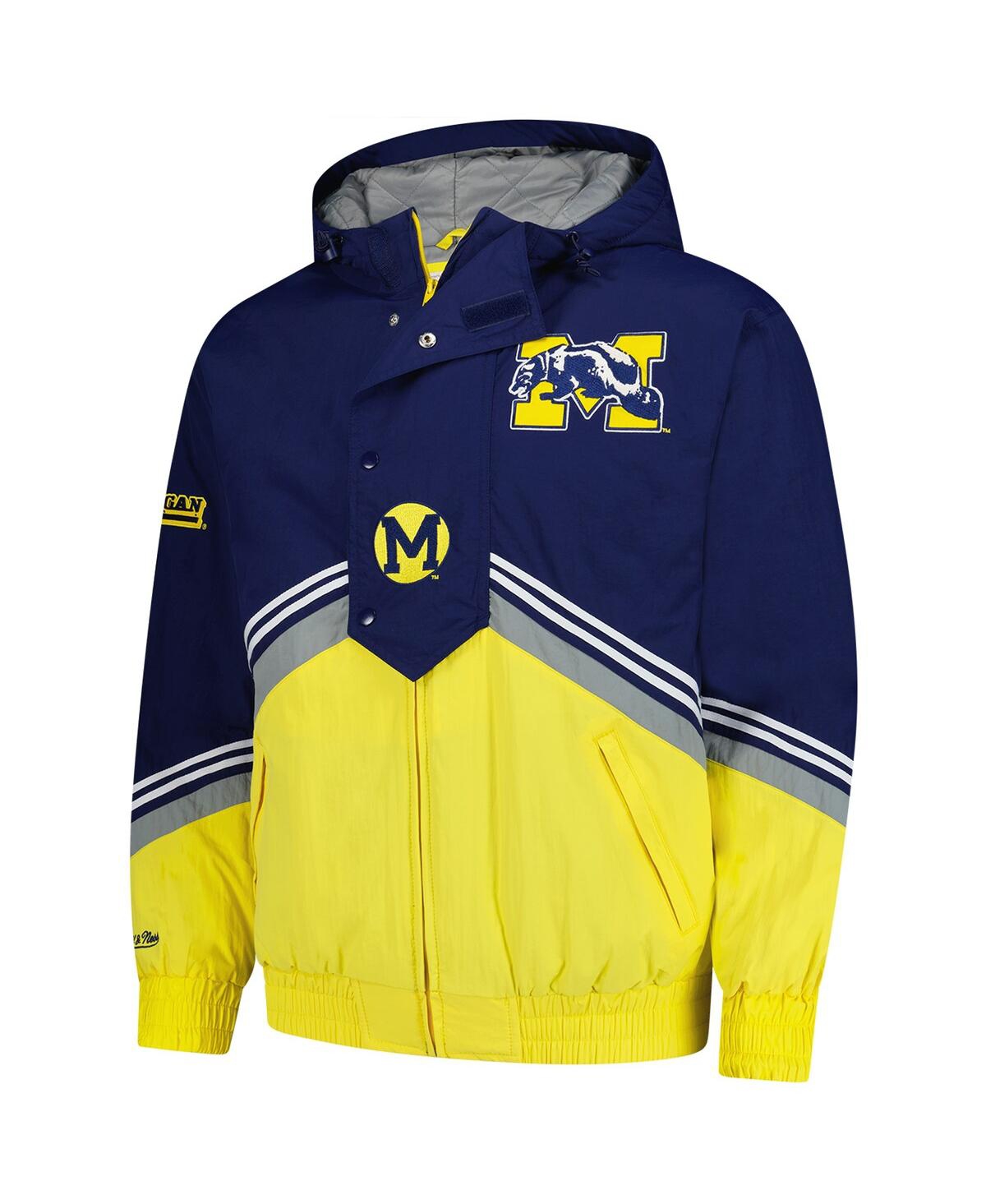 Mitchell & Ness Men's Navy/maize Michigan Wolverines Throw It Back Retro Full-zip Windbreaker Jacket In Navy,maize