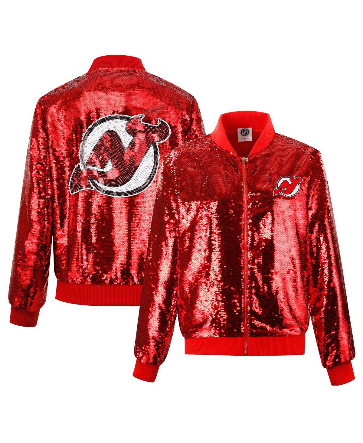 Women's Red New Jersey Devils Sequin Full-Zip Jacket - Red