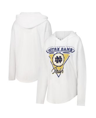 Pressbox - Women's White Notre Dame Fighting Irish San Bruno Hoodie Long Sleeve T-Shirt