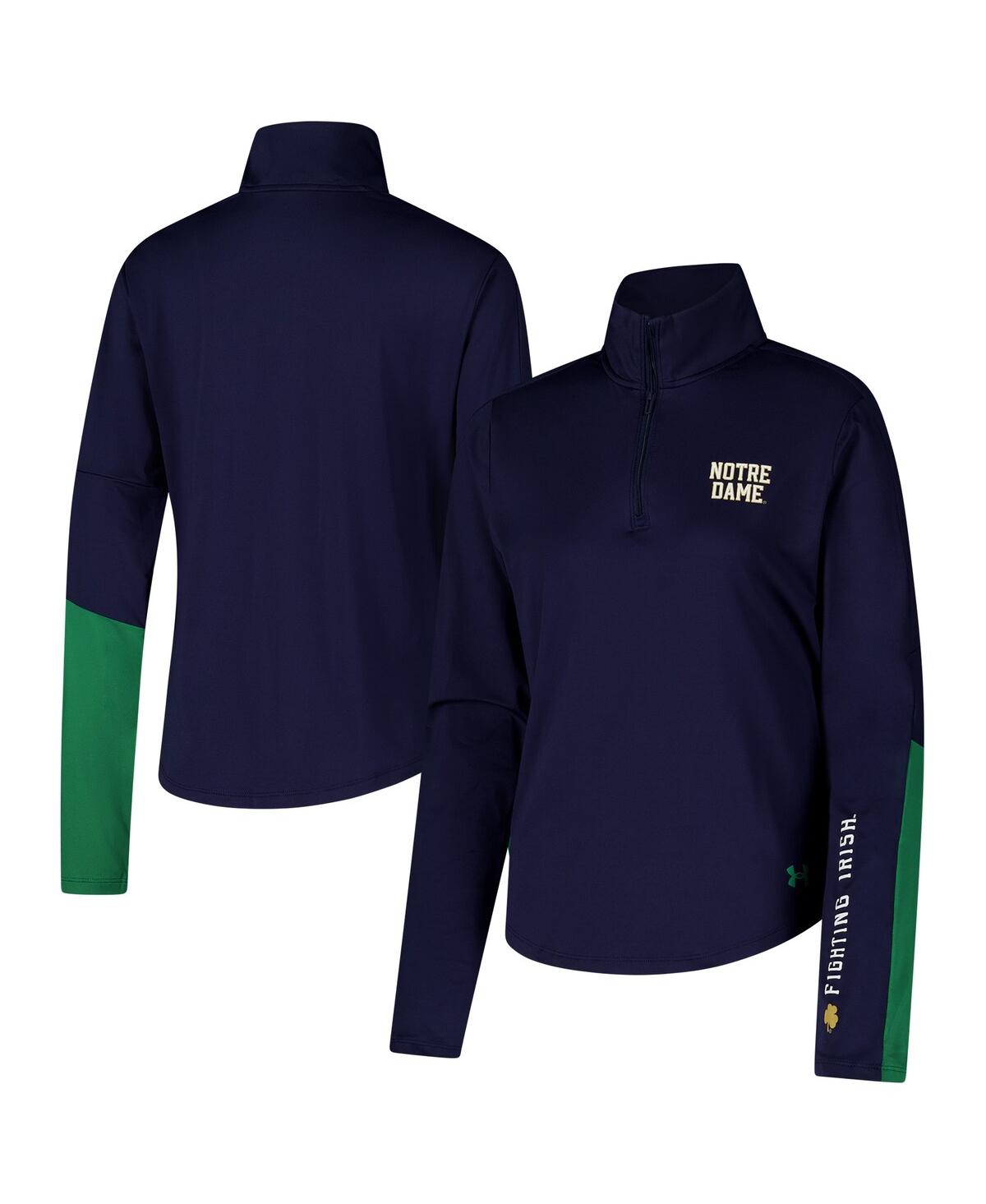 Women's Navy Notre Dame Fighting Irish Gameday Knockout Sleeve Hit Quarter-Zip Jacket - Navy