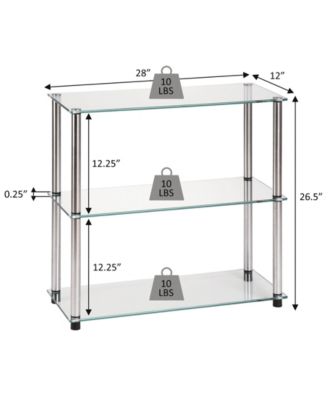 Designs2Go Classic Glass 3 Tier Bookshelf