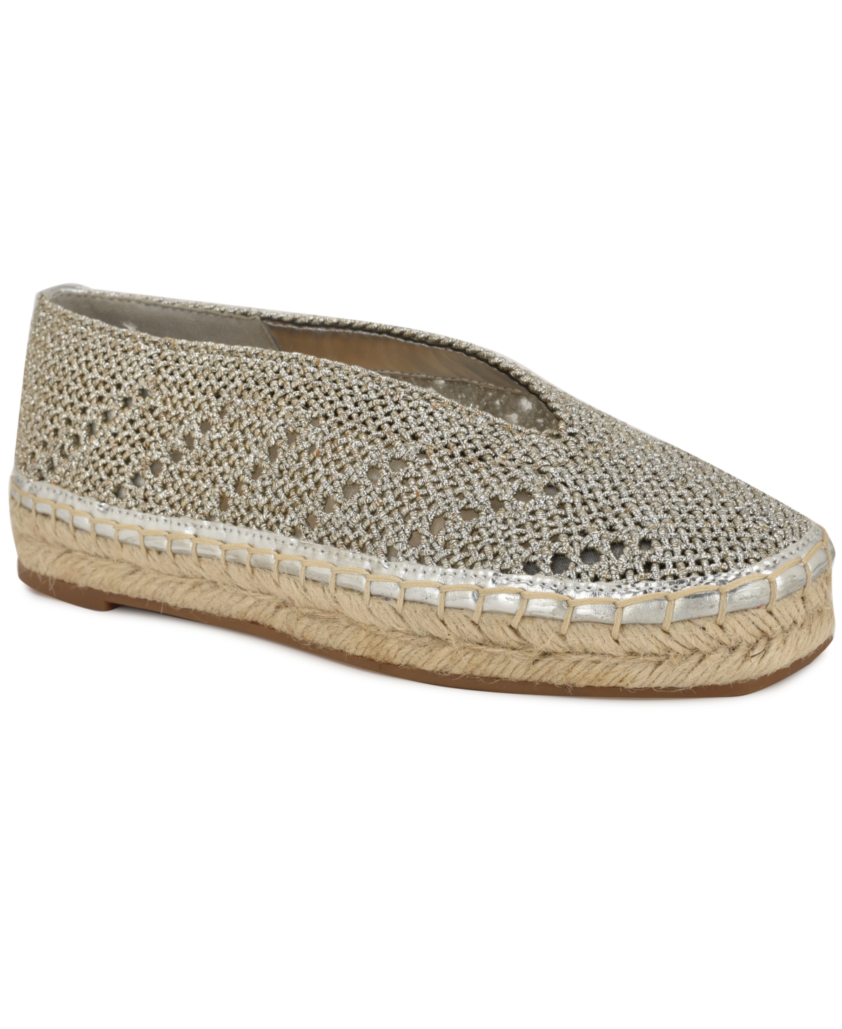 Shop Nine West Women's Rorie Woven Slip-on Espadrille Flats In Silver
