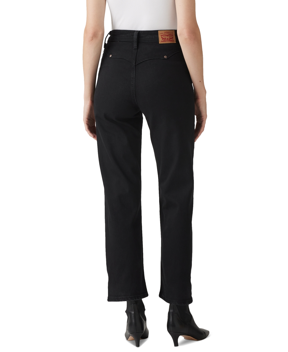 Levi's Women's Ribcage High Rise Straight Ankle Jeans In Flash Black