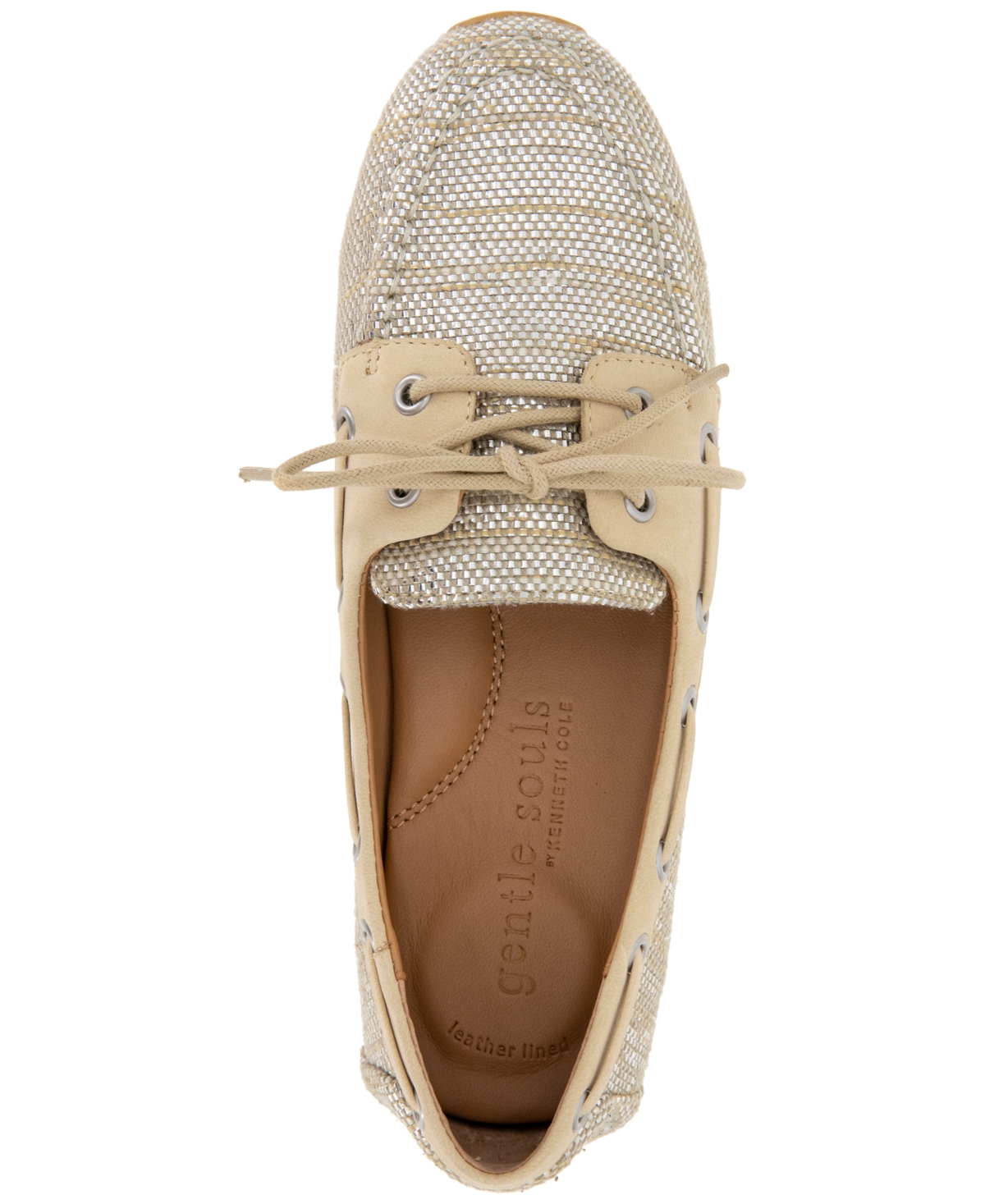 Gentle Souls - Marina Metallic Fabric Boat Shoe In Matte Gold