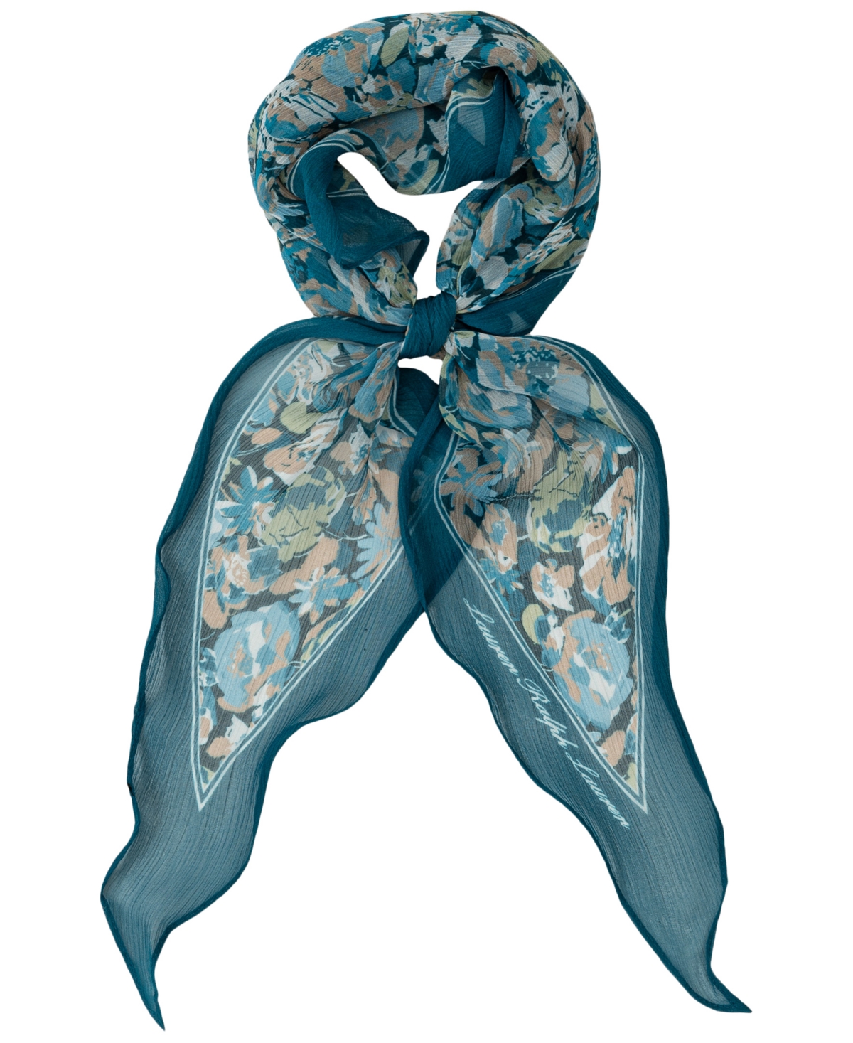 Shop Ralph Lauren Pre-spring Floral Diamond Scarf In Denim