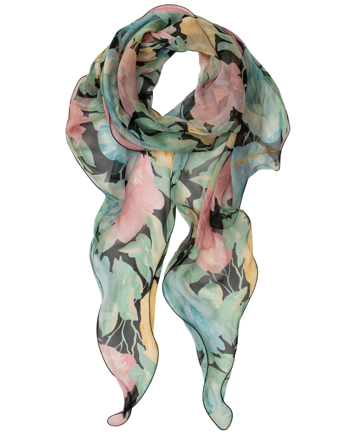 Ralph Lauren Spring Floral Wavy Wrap In Black