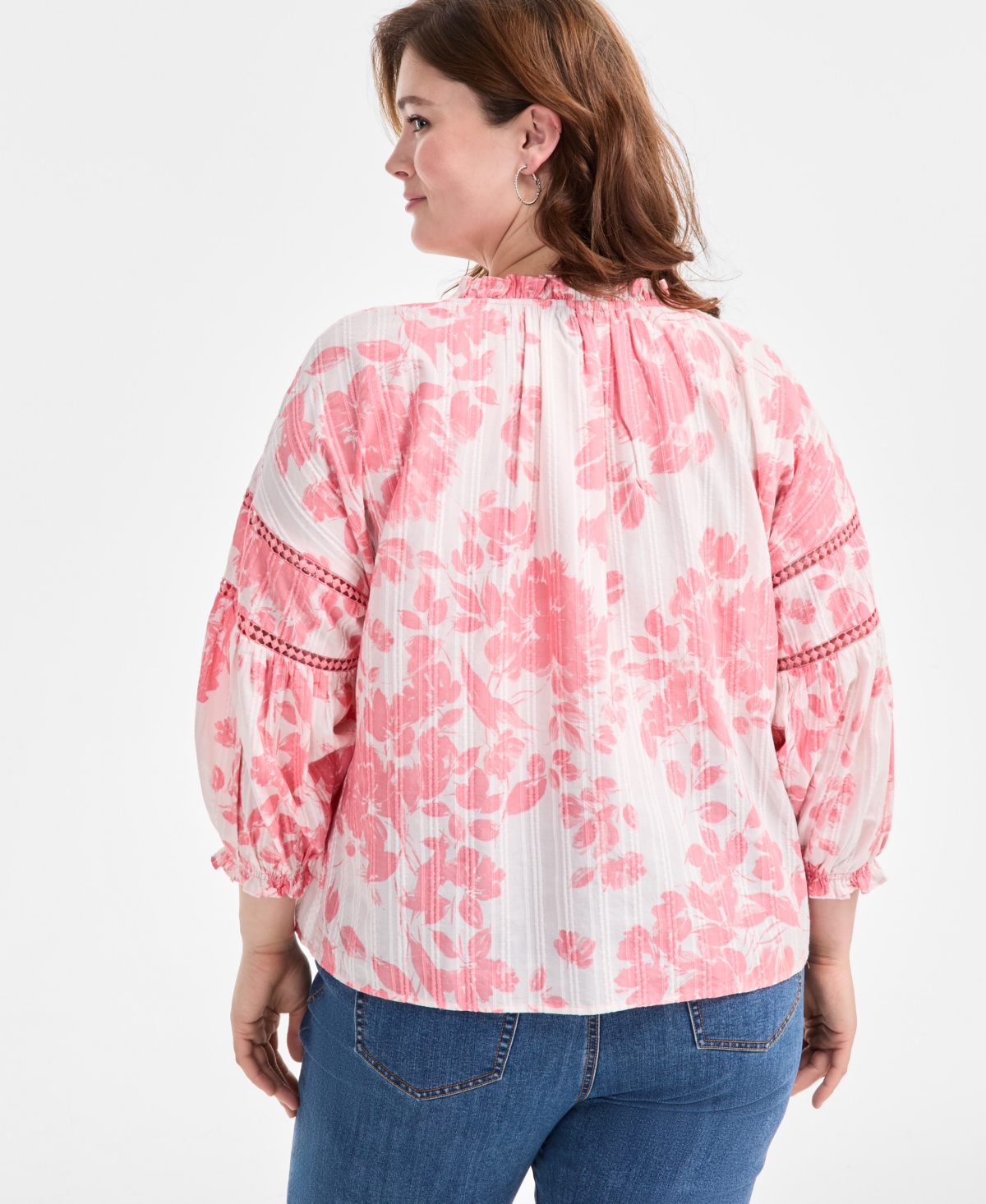 STYLE & CO PLUS SIZE PRINTED SPLIT-NECK TOP, EXCLUSIVELY AT MACY'S