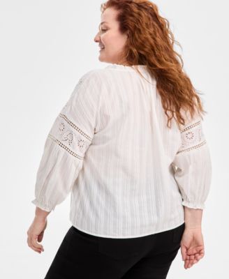 Plus Size Split-Neck Top, Exclusively at Macy's