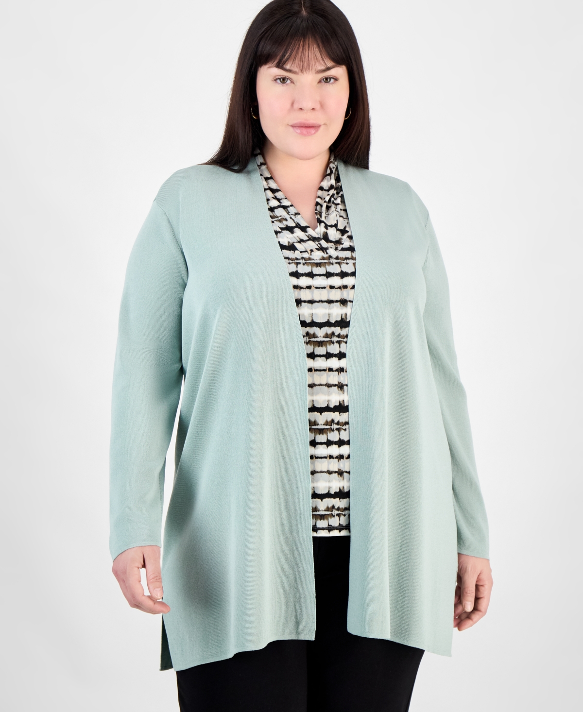 ANNE KLEIN PLUS SIZE NAPA OPEN-FRONT CARDIGAN 
