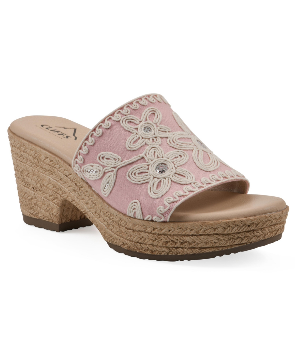 Cliffs By White Mountain Biancia Platform Slide Sandal In Light Pink Fabric