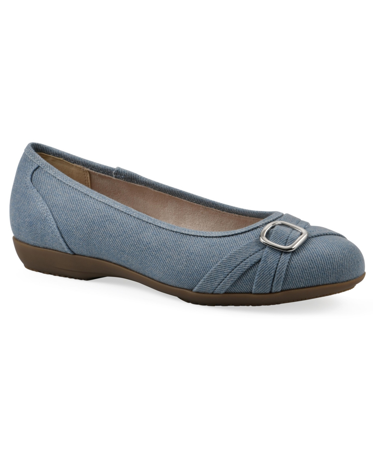 Women's Calming Round Toe Ballet Flats - Denim Blue Fabric