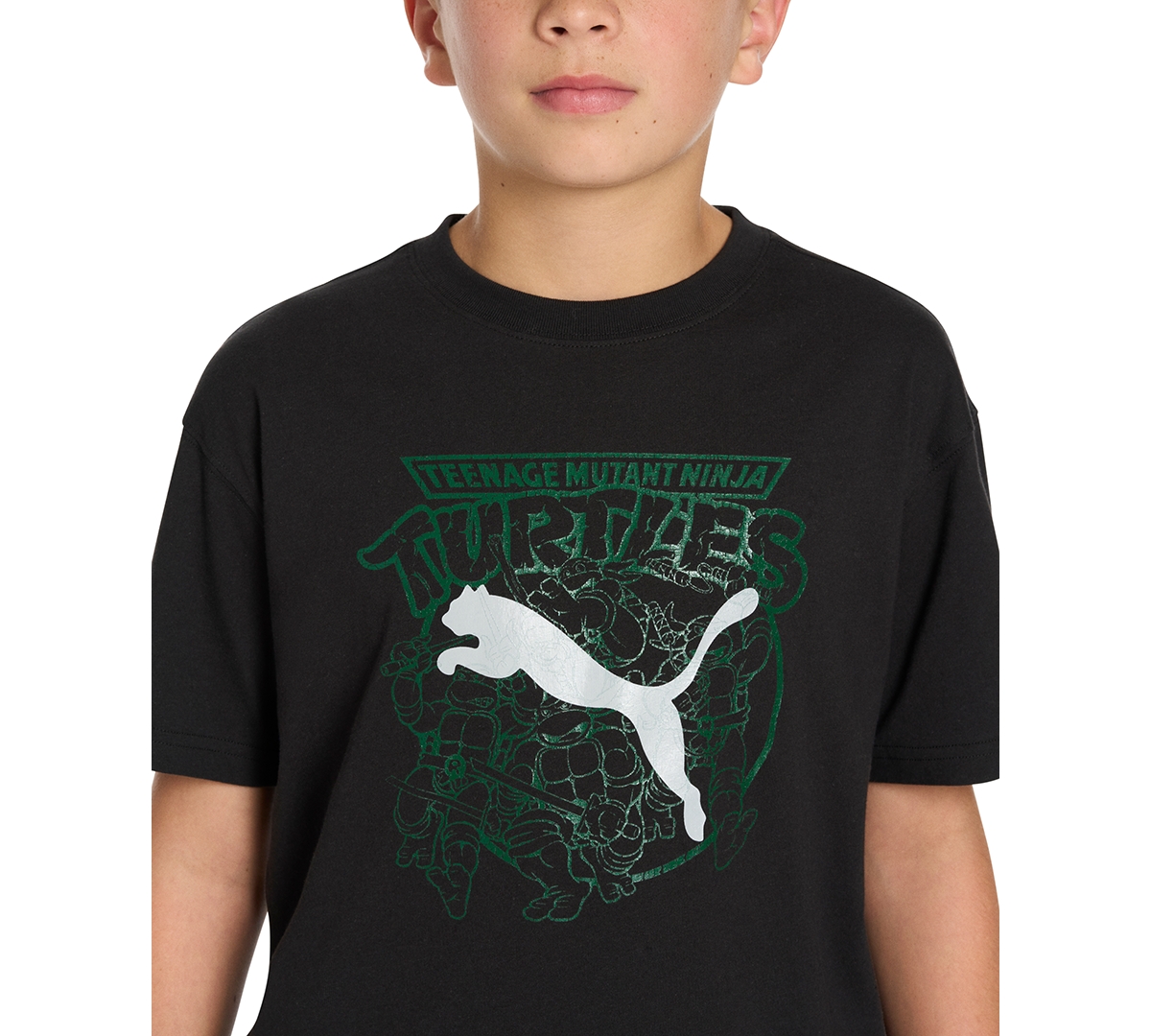 Puma X Tmnt Big Boys Relaxed Graphic T-shirt In  Black