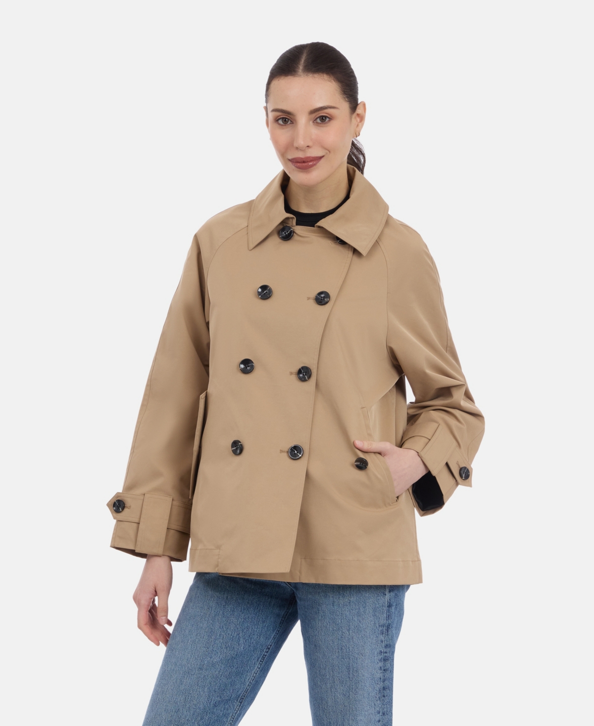 Bcbgeneration Women's Short Double Breasted Trench Coat In Camel